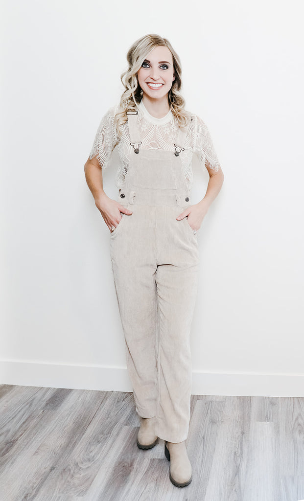 BISHOP + YOUNG Good Feels Corduroy Overalls - Natural
