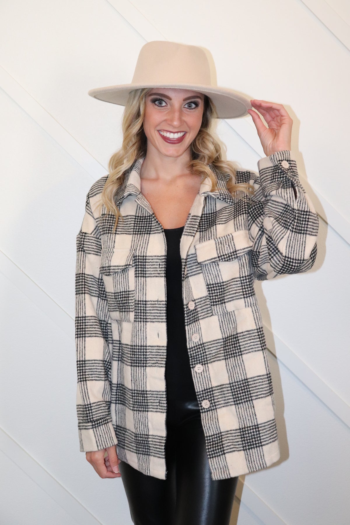 Flannel Ivory/Black Plaid Shacket