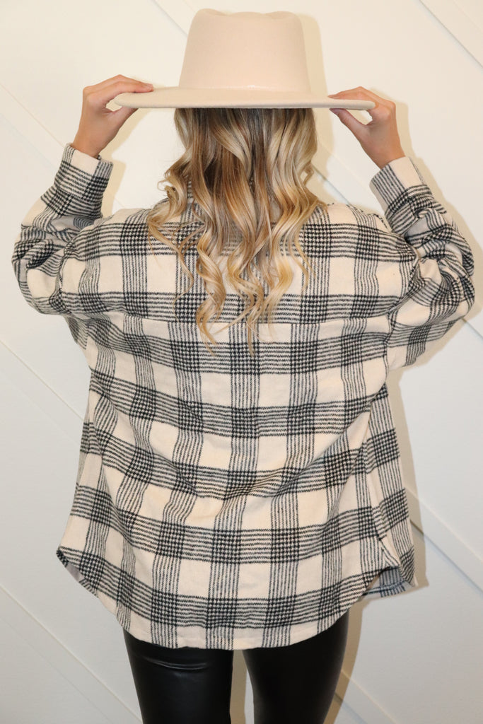 Dash of Class Oversized Retro Plaid Shacket - Black and Natural