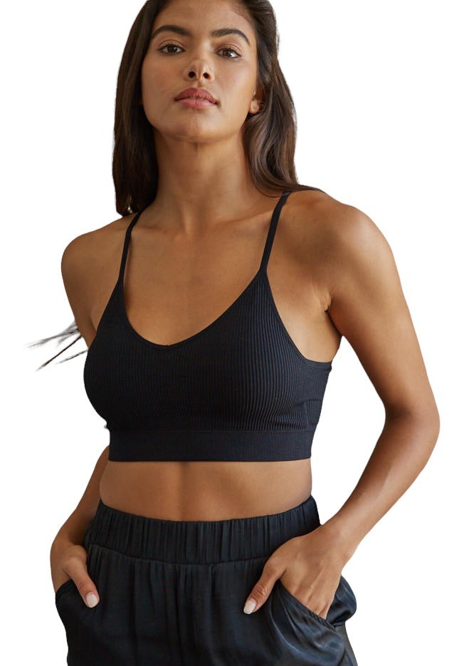 Seamless Ribbed Padded Bralette – Biscuit